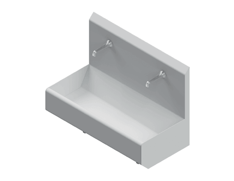 Stainless steel hand wash trough HWR 2 with two washing stations from Heim EDT