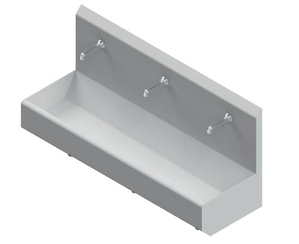 Stainless steel hand wash trough HWR 3 with three washing stations from Heim EDT