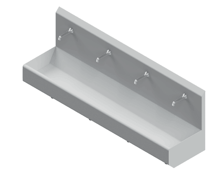 Stainless steel hand wash trough HWR 4 with four washing stations from Heim EDT